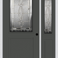 MMI 1/2 LITE 1 PANEL 6'8" FIBERGLASS SMOOTH BELAIRE ZINC EXTERIOR PREHUNG DOOR WITH 1 HALF LITE BELAIRE ZINC DECORATIVE GLASS SIDELIGHT 682