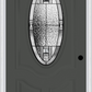 MMI SMALL OVAL 2 PANEL DELUXE 6'8" FIBERGLASS SMOOTH NOBLE PATINA DECORATIVE GLASS EXTERIOR PREHUNG DOOR 749