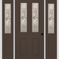 MMI 2-1/2 Lite 2 Panel 6'8" Fiberglass Smooth Heirlooms Brass Or Heirlooms Satin Nickel Exterior Prehung Door With 2 Half Lite Heirlooms Brass/Satin Nickel Decorative Glass Sidelights 692