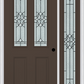 MMI 2-1/2 Lite 2 Panel 6'8" Fiberglass Smooth Selwyn Patina Exterior Prehung Door With 1 Full Lite Selwyn Patina Decorative Glass Sidelight 692