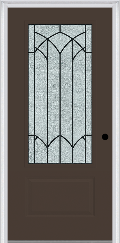 MMI 3/4 Lite 1 Panel 3'0" X 6'8" Fiberglass Smooth Montclaire Wrought Iron Decorative Glass Exterior Prehung Door 608