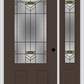 MMI 3/4 LITE 2 PANEL 6'8" FIBERGLASS SMOOTH GREENFIELD OIL RUBBED BRONZE EXTERIOR PREHUNG DOOR WITH 1 GREENFIELD OIL RUBBED BRONZE 3/4 LITE DECORATIVE GLASS SIDELIGHT 607
