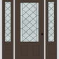 MMI 3/4 Lite 2 Panel 6'8" Fiberglass Smooth Harris Patina Exterior Prehung Door With 2 Harris Patina 3/4 Lite Decorative Glass Sidelights 607