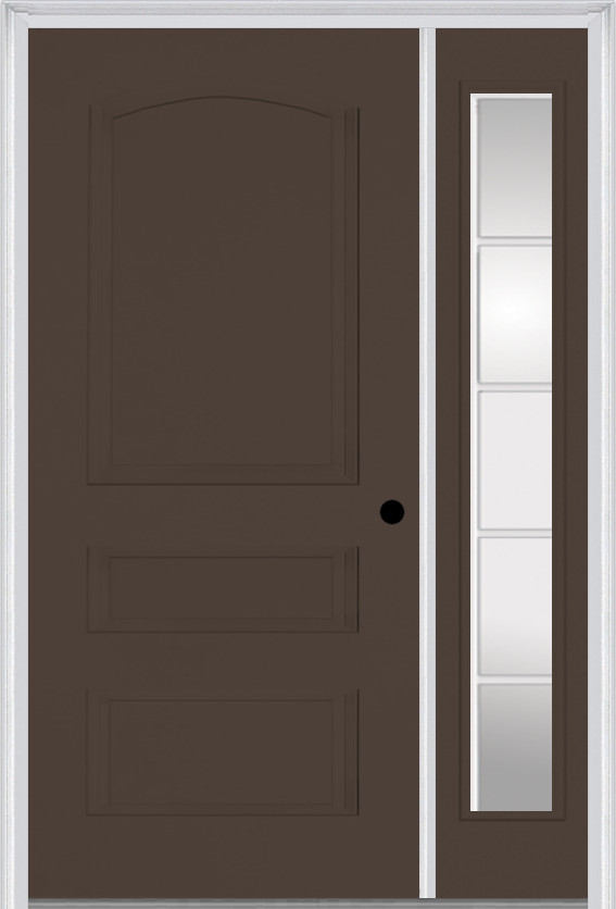 MMI 3 Panel 3'0" X 6'8" Fiberglass Smooth Exterior Prehung Door With 1 Full Lite SDL Grilles Glass Sidelight 31