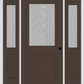 MMI 1/2 LITE 1 PANEL 3'0" X 6'8" TEXTURED/PRIVACY FIBERGLASS SMOOTH EXTERIOR PREHUNG DOOR WITH 2 HALF LITE TEXTURED/PRIVACY GLASS SIDELIGHTS 682