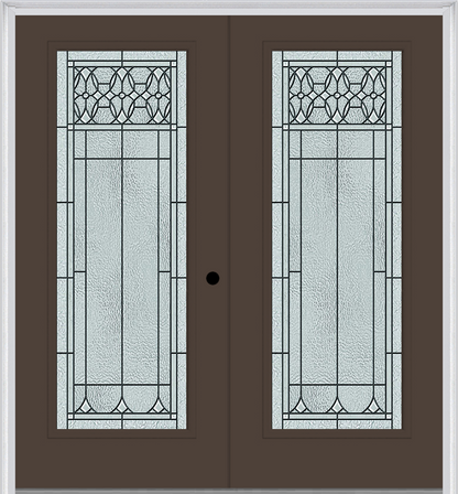 MMI Twin/Double Full Lite 6'8" Fiberglass Smooth Selwyn Patina Decorative Glass Exterior Prehung Door 686