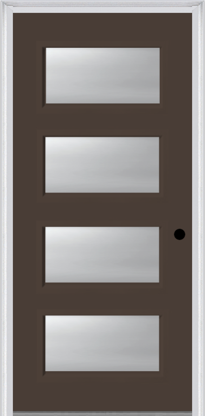 MMI 4 Lite 6'8" Fiberglass Smooth Clear Or Frosted Glass Exterior Prehung Door 651H4