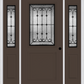 MMI 1/2 Lite 1 Panel 6'8" Fiberglass Smooth Chateau Wrought Iron Exterior Prehung Door With 2 Half Lite Chateau Wrought Iron Decorative Glass Sidelights 682