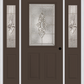 MMI 1/2 Lite 2 Panel 6'8" Fiberglass Smooth Heirlooms Brass Or Heirlooms Satin Nickel Exterior Prehung Door With 2 Half Lite Heirlooms Brass/Satin Nickel Decorative Glass Sidelights 684