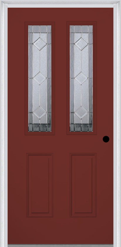 MMI 2-1/2 Lite 2 Panel 6'8" Fiberglass Smooth Majestic Nickel Decorative Glass Exterior Prehung Door 692