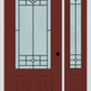 MMI 3/4 Lite 2 Panel 6'8" Fiberglass Smooth Beaufort Patina Exterior Prehung Door With 1 Beaufort Patina 3/4 Lite Decorative Glass Sidelight 607