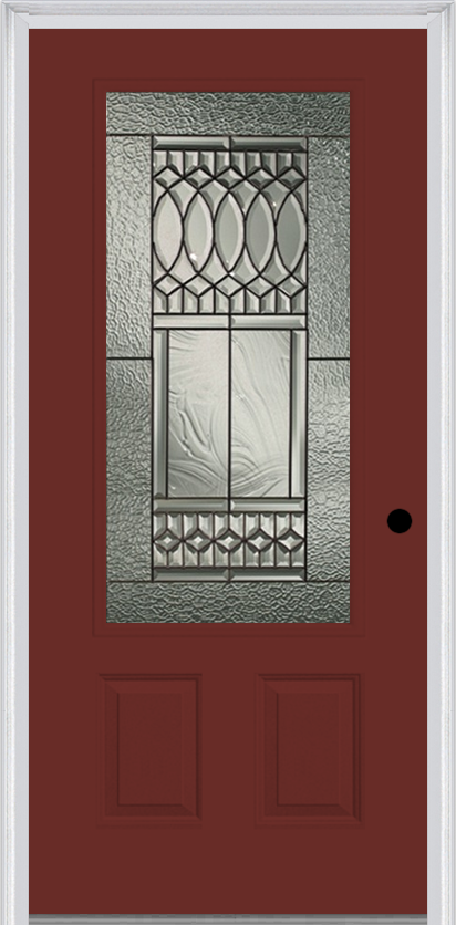 MMI 3/4 Lite 2 Panel 3'0" X 6'8" Fiberglass Smooth Paris Patina Decorative Glass Exterior Prehung Door 607