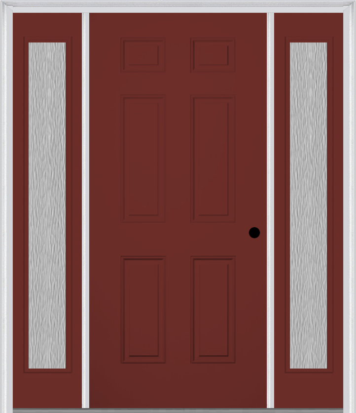 MMI 6 Panel 3'0" X 6'8" Fiberglass Smooth Exterior Prehung Door With 2 Full Lite Clear Or Privacy/Textured Glass Sidelights 21