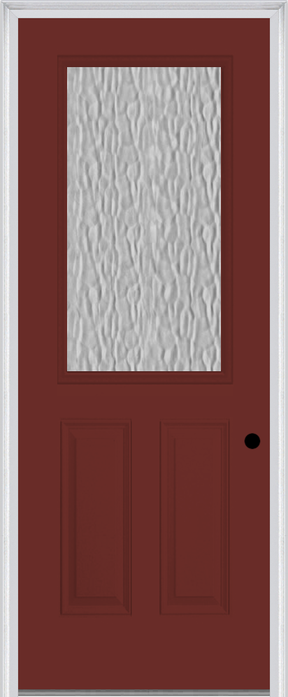 MMI 1/2 Lite 2 Panel 3'0" X 8'0" Fiberglass Smooth Textured/Privacy Glass Finger Jointed Primed Exterior Prehung Door 906