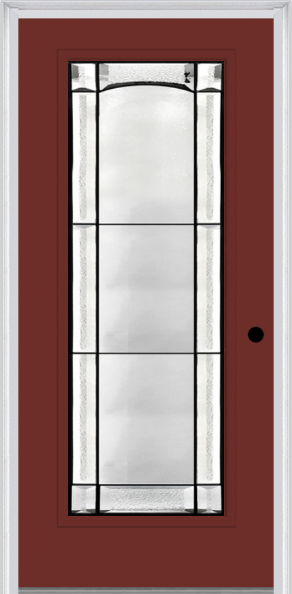 MMI Full Lite 6'8" Fiberglass Smooth Soleil Patina Decorative Glass Exterior Prehung Door 686