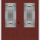 MMI TWIN/DOUBLE 3/4 LITE 2 PANEL 6'0" X 6'8" FIBERGLASS SMOOTH GREENFIELD OIL RUBBED BRONZE DECORATIVE GLASS EXTERIOR PREHUNG DOOR 607