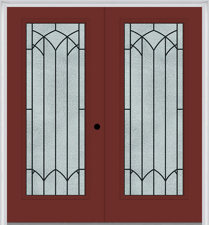 MMI Twin/Double Full Lite 6'8" Fiberglass Smooth Montclaire Wrought Iron Decorative Glass Exterior Prehung Door 686