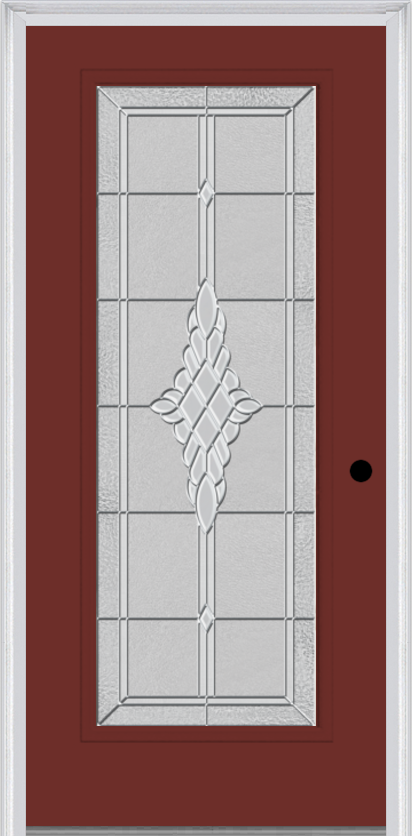 MMI Full Lite 6'8" Fiberglass Smooth Grace Nickel Or Grace Patina Decorative Glass Exterior Prehung Door 686