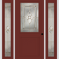 MMI 1/2 Lite 1 Panel 6'8" Fiberglass Smooth Nouveau Nickel Or Nouveau Patina Exterior Prehung Door With 2 Full Lite Nouveau Brass/Nickel/Patina Decorative Glass Sidelights 682