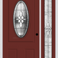 MMI SMALL OVAL 2 PANEL 3'0" X 6'8" FIBERGLASS SMOOTH LUMIERE PATINA EXTERIOR PREHUNG DOOR WITH 1 FULL LITE LUMIERE PATINA DECORATIVE GLASS SIDELIGHT 949