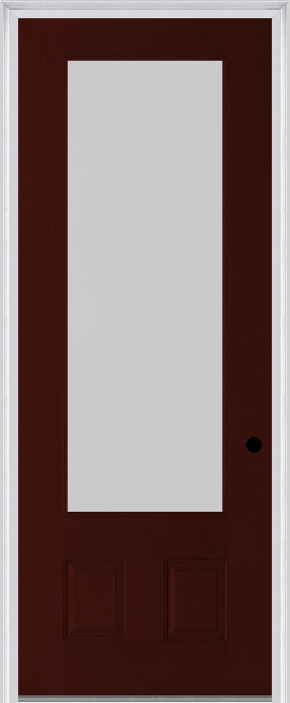 MMI 3/4 Lite 2 Panel 3'0" X 8'0" Fiberglass Oak Textured/Privacy Glass Finger Jointed Primed Exterior Prehung Door