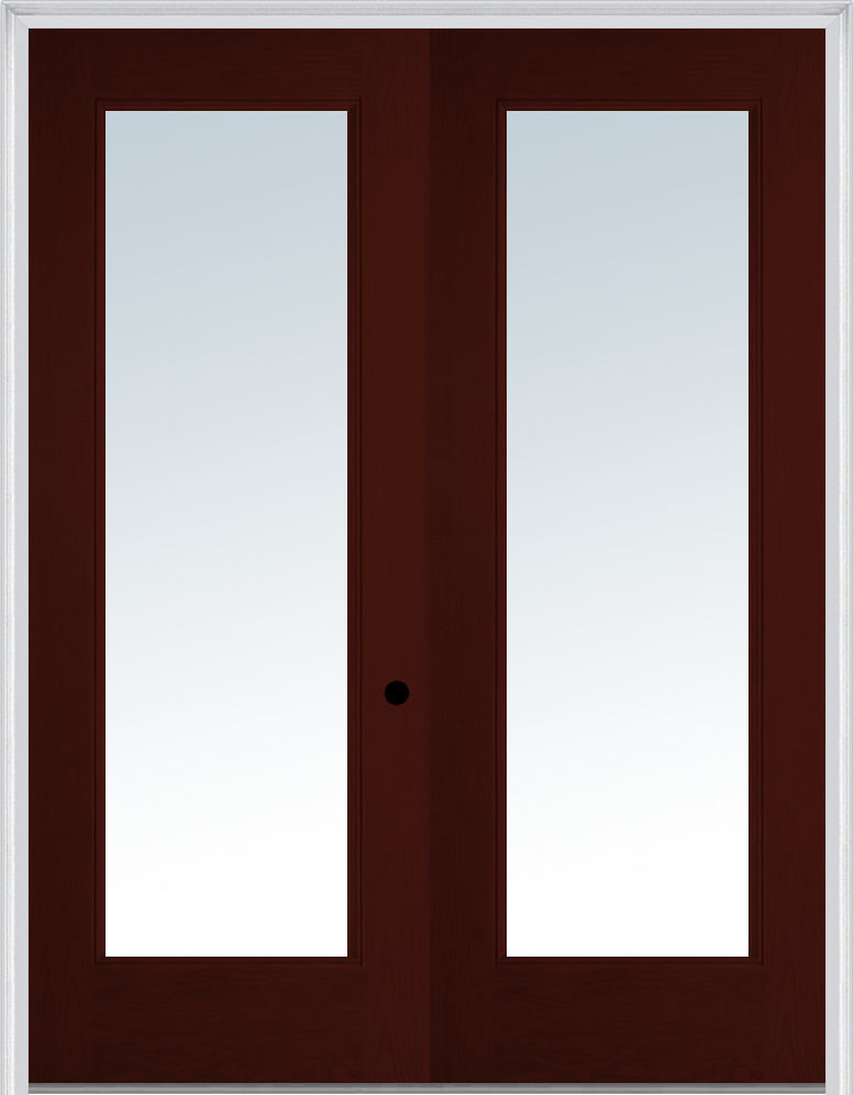 MMI TWIN/DOUBLE FULL LITE 6'0" X 8'0" FIBERGLASS OAK CLEAR GLASS EXTERIOR PREHUNG DOOR 59