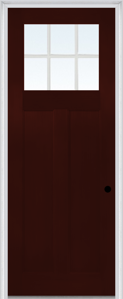 MMI Craftsman 2 Panel Flush Glazed 3'0" X 8'0" Fiberglass Fir Clear Glass Finger Jointed Primed Exterior Prehung Door 801,803, Or 806