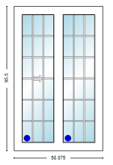 MI V3000 Series 5'0" X 8'0" Vinyl Sliding/Gliding Clear Tempered Low-E Argon Dual Pane Glass 2 Panel Setup Patio Door 1615 Grilles/Screen Optional