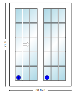 MI V3000 Series 5'0" X 6'8" Vinyl Sliding/Gliding Clear Tempered Dual Pane Low-E Argon Glass 2 Panel Setup Patio Door 1615 Grilles/Screen Optional