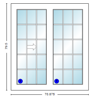 MI V3000 Series 6'0" X 6'8" Vinyl Sliding/Gliding Clear Tempered Low-E Argon Dual Pane Glass 2 Panel Setup Patio Door 1615 Grilles/Screen Optional