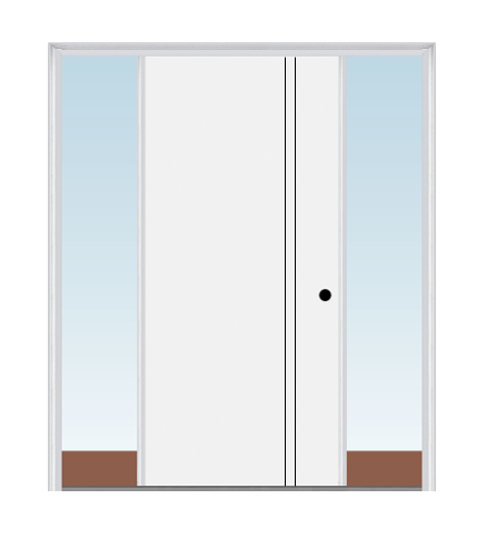 MMI Decorative Flush 3'0" X 6'8" Fiberglass Smooth Finger Jointed Primed Exterior Prehung Door With 2 Direct Set Sidelights