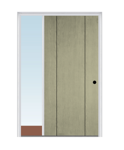 MMI Decorative Flush 3'0" X 6'8" Fiberglass Oak Finger Jointed Primed Exterior Prehung Door With 1 Direct Set Sidelight