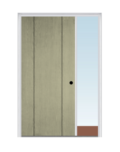 MMI Decorative Flush 3'0" X 6'8" Fiberglass Oak Finger Jointed Primed Exterior Prehung Door With 1 Direct Set Sidelight