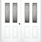 MMI TWIN/DOUBLE 2-1/2 LITE 2 PANEL 6'8" FIBERGLASS SMOOTH BELAIRE ZINC DECORATIVE GLASS EXTERIOR PREHUNG DOOR 692