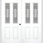MMI TWIN/DOUBLE 2-1/2 LITE 2 PANEL 6'8" FIBERGLASS SMOOTH COURTYARD NICKEL VEIN WROUGHT IRON DECORATIVE GLASS EXTERIOR PREHUNG DOOR 692