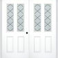 MMI TWIN/DOUBLE 2-1/2 LITE 2 PANEL 6'8" FIBERGLASS SMOOTH HARRIS PATINA DECORATIVE GLASS EXTERIOR PREHUNG DOOR 692