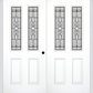 MMI TWIN/DOUBLE 2-1/2 LITE 2 PANEL 6'8" FIBERGLASS SMOOTH JAMESTOWN PATINA DECORATIVE GLASS EXTERIOR PREHUNG DOOR 692
