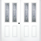 MMI TWIN/DOUBLE 2-1/2 LITE 2 PANEL 6'8" FIBERGLASS SMOOTH RADIANT HUES NICKEL DECORATIVE GLASS EXTERIOR PREHUNG DOOR 692