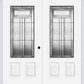 MMI TWIN/DOUBLE 3/4 LITE 2 PANEL 6'0" X 6'8" FIBERGLASS SMOOTH ROYAL PATINA DECORATIVE GLASS EXTERIOR PREHUNG DOOR 607