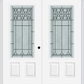 MMI TWIN/DOUBLE 3/4 LITE 2 PANEL 6'0" X 6'8" FIBERGLASS SMOOTH SELWYN PATINA DECORATIVE GLASS EXTERIOR PREHUNG DOOR 607