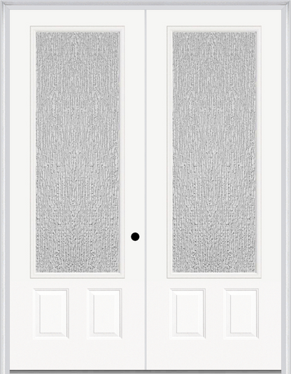 MMI TWIN/DOUBLE 3/4 LITE 2 PANEL 6'0" X 8'0" FIBERGLASS SMOOTH TEXTURED/PRIVACY GLASS EXTERIOR PREHUNG DOOR 759