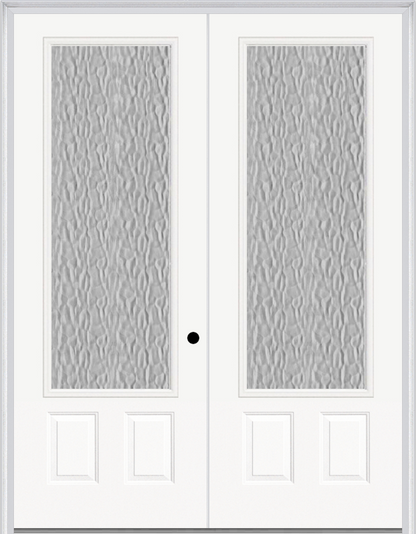 MMI TWIN/DOUBLE 3/4 LITE 2 PANEL 6'0" X 8'0" FIBERGLASS SMOOTH TEXTURED/PRIVACY GLASS EXTERIOR PREHUNG DOOR 759