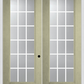 MMI TWIN/DOUBLE FULL LITE 6'0" X 8'0" FIBERGLASS OAK CONTOUR WHITE 18 LITE LOW-E GRILLES BETWEEN GLASS EXTERIOR PREHUNG DOOR 612 GBG