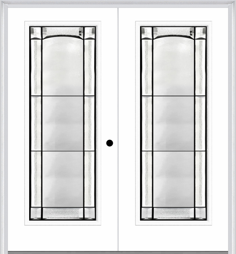 MMI Twin/Double Full Lite 6'8" Fiberglass Smooth Soleil Patina Decorative Glass Exterior Prehung Door 686