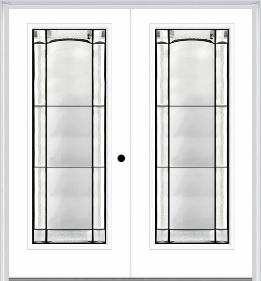 MMI Twin/Double Full Lite 6'8" Fiberglass Smooth Soleil Patina Decorative Glass Exterior Prehung Door 686