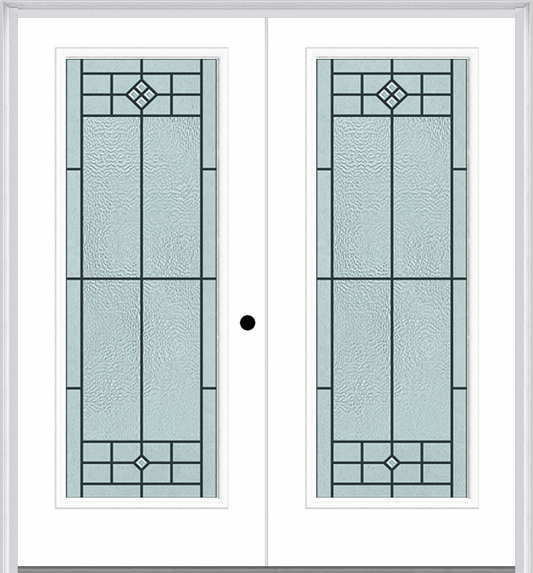 MMI TWIN/DOUBLE FULL LITE 6'8" FIBERGLASS SMOOTH BEAUFORT PATINA DECORATIVE GLASS EXTERIOR PREHUNG DOOR 686