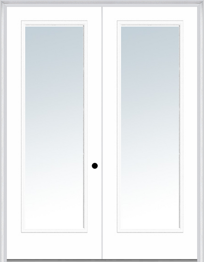 MMI TWIN/DOUBLE FULL LITE 6'0" X 8'0" FIBERGLASS SMOOTH CLEAR GLASS EXTERIOR PREHUNG DOOR 59