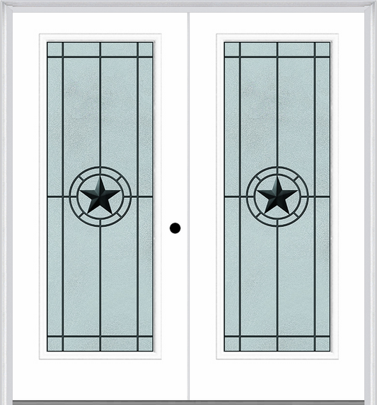 MMI Twin/Double Full Lite 6'8" Fiberglass Smooth Elegant Star Wrought Iron Decorative Glass Exterior Prehung Door 686