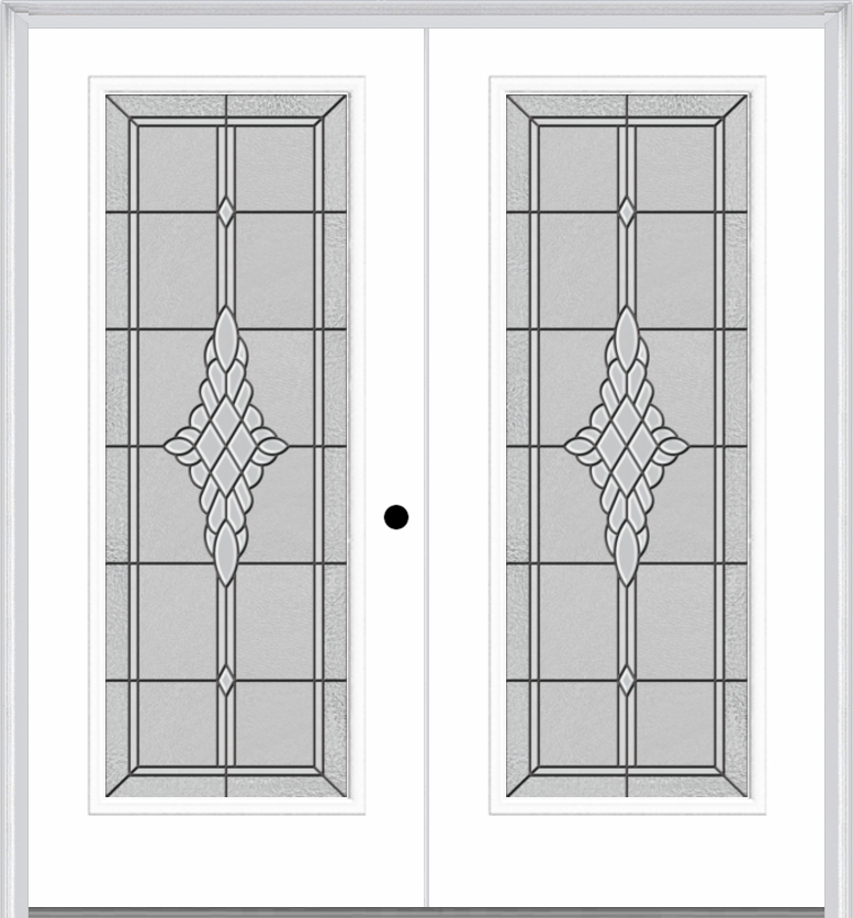 MMI Twin/Double Full Lite 6'8" Fiberglass Smooth Grace Nickel Or Grace Patina Decorative Glass Exterior Prehung Door 686