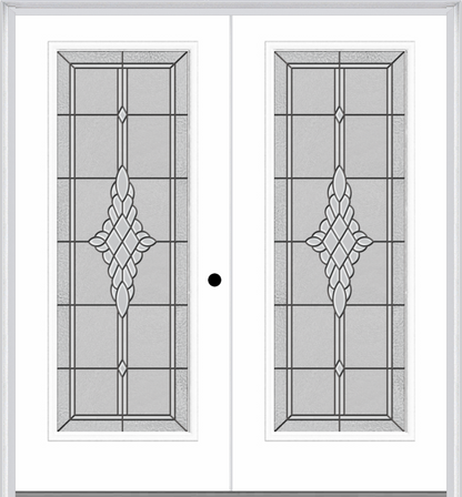 MMI Twin/Double Full Lite 6'8" Fiberglass Smooth Grace Nickel Or Grace Patina Decorative Glass Exterior Prehung Door 686